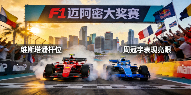 F1迈阿密大奖赛：维斯塔潘杆位，周冠宇表现亮眼